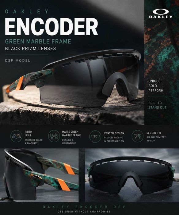 Oakley Encoder Sunglasses Green Marble Frame Black Prizm Lenses  DSP Model — фото 2