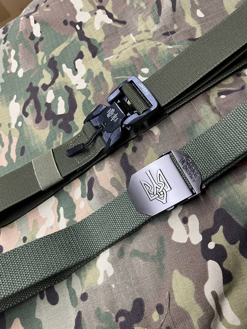 Ремінь на магнітній пряжці олива 125х3,8 — фото 3